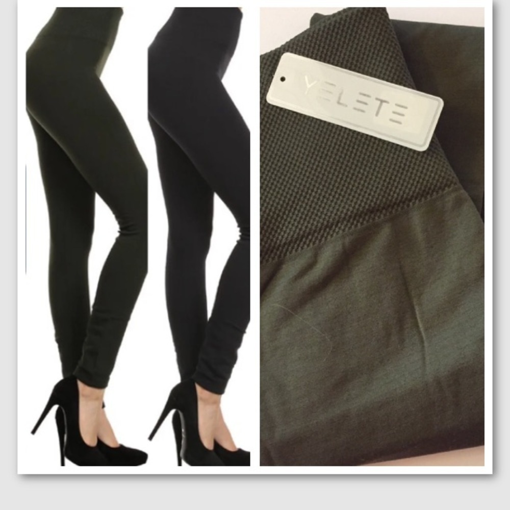 Leggings OSFM Olive Green High Waist Tummy Compression Casual Activewear